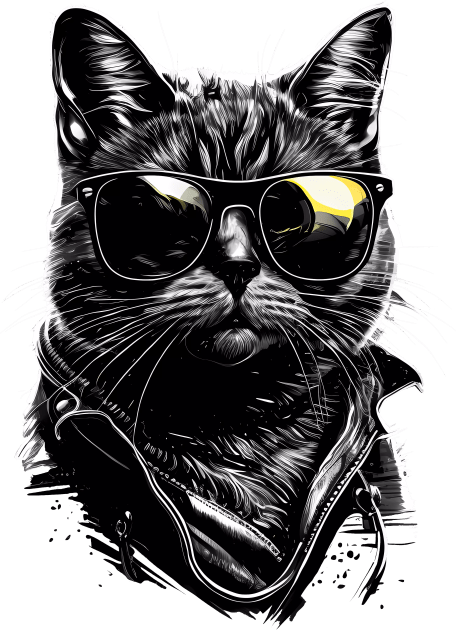 Cool Black Cat with Shades Kids T-Shirt by NVDesigns