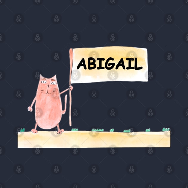 ABIGAIL name. Personalized gift for birthday your friend. Cat character holding a banner by grafinya