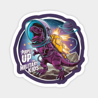 purple up for military kids dino astronaut lovers funny Magnet