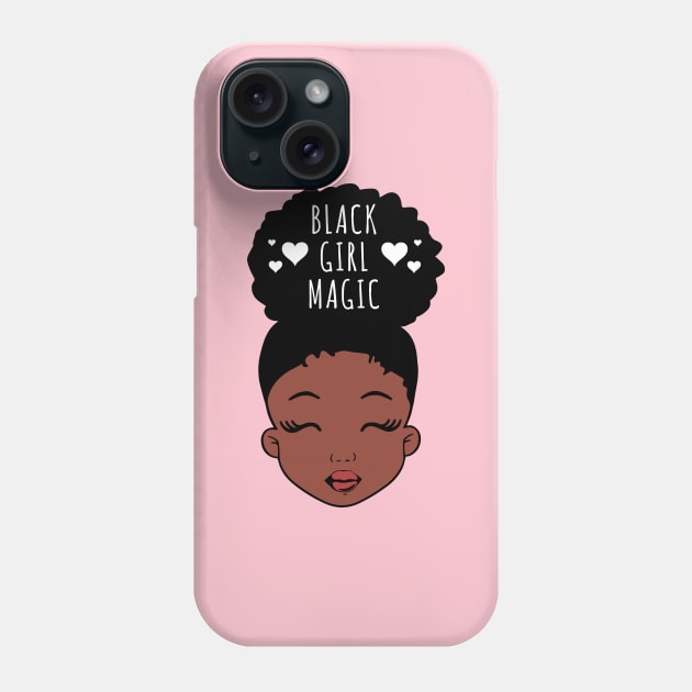 Black Girl Magic, African American Girl, Hearts Phone Case by UrbanLifeApparel