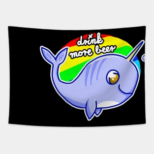 Whale Drink more Beer unicorn Tapestry