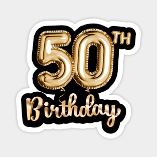 50th Birthday Gifts - Party Balloons Gold Magnet