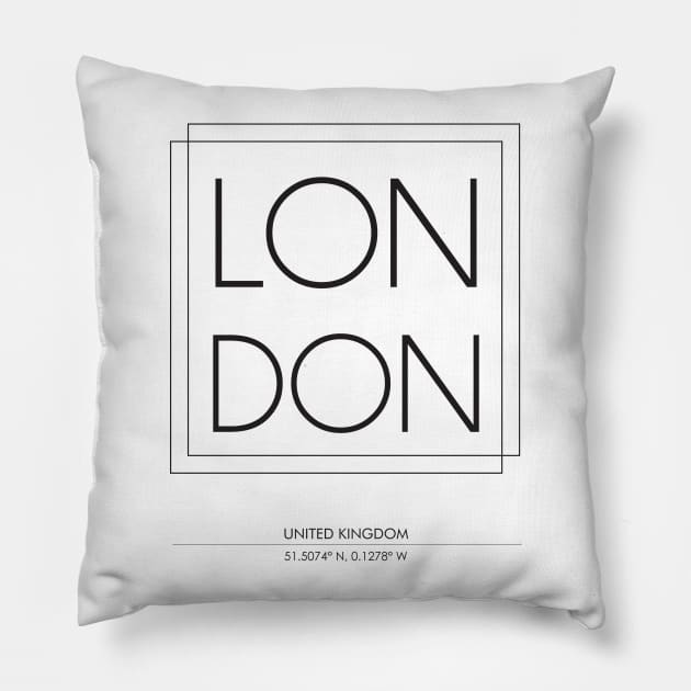 London City Minimal Typography 2 Pillow by StudioGrafiikka