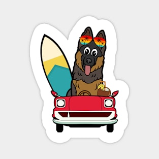 Funny Guard Dog is driving to the beach Magnet