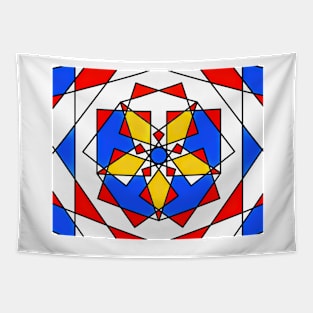 Star Quilt Composition in Red, Blue and Gold Tapestry