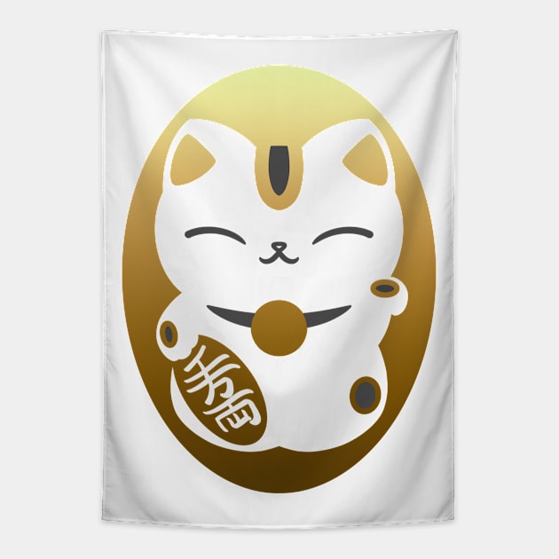 Maneki-Neko - A cute Japanese beckoning cat to bring you good luck Tapestry by SamInJapan