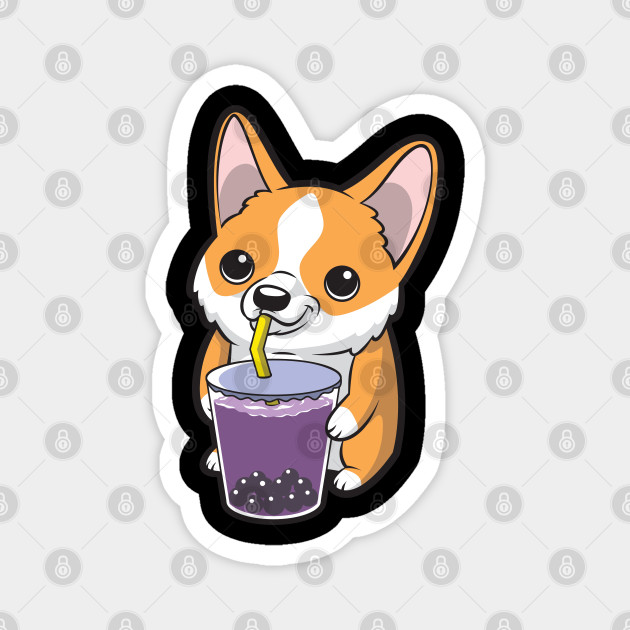 Cute Boba Anime Kawaii Corgi Dog Bubble Milk Tea Boba Tea Magnet Teepublic