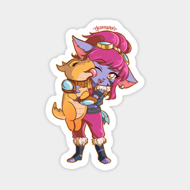 Lil dragon babe and lil cute tamer Magnet by MeikosArt