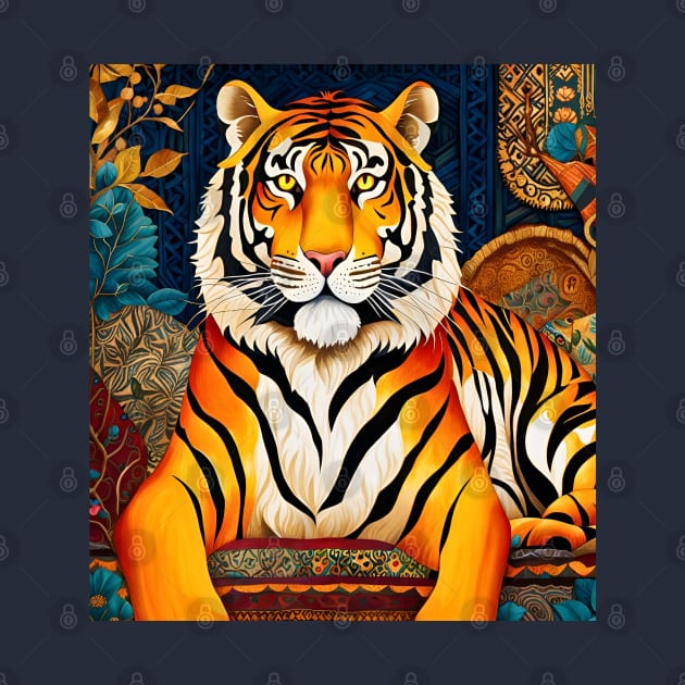 Tiger with Multi-Patterned Background by RoxanneG