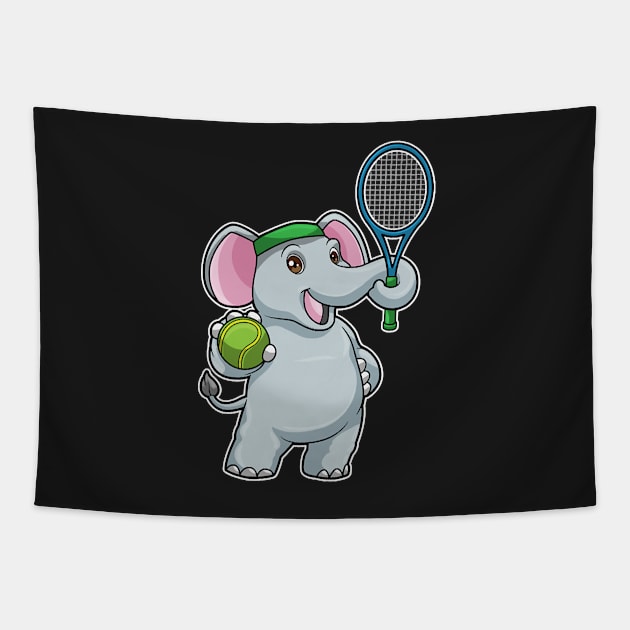 Elephant at Tennis with Tennis racket & Ball Tapestry by Sonoma92