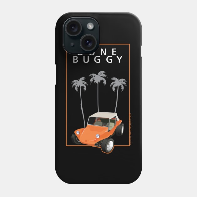 Dune Buggy Manx Orange w Palms and Type Phone Case by PauHanaDesign