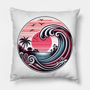 Modern Wave Sunset Pillow