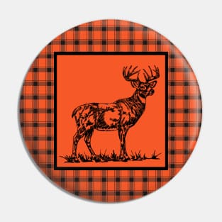 Vintage Stag on Plaid Pin