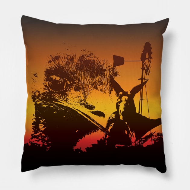 The Australian Native Animal Series: Kangaroo and Emu - The Iconic Marsupial and Flightless Bird with the Sunset Colors of Golden Hour Pillow by karenmcfarland13