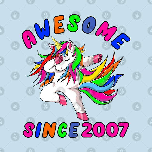 Disover Awesome Since 2007- Dabbing Unicorn -14th Birthday Gift Girls - Awesome Since 2007 - T-Shirt