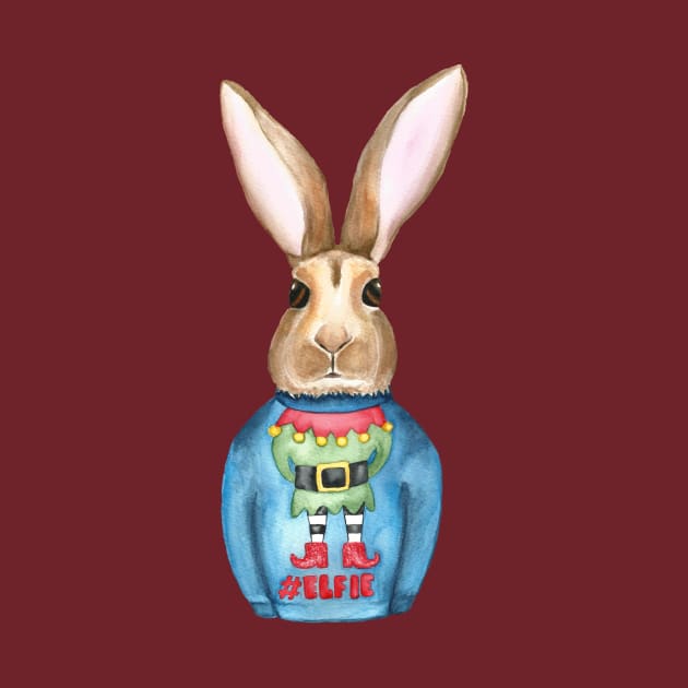 Rabbit wearing Christmas jumper by Lapine_Curieuse