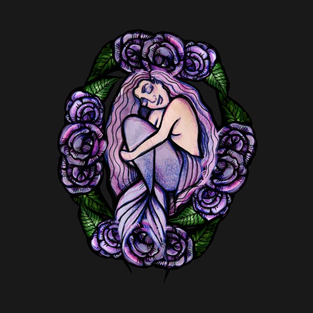 Purple Floral Mermaid Cuddles by bubbsnugg