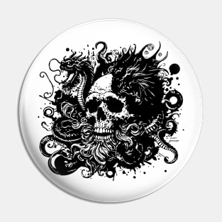 gothic skull with a dragon Pin