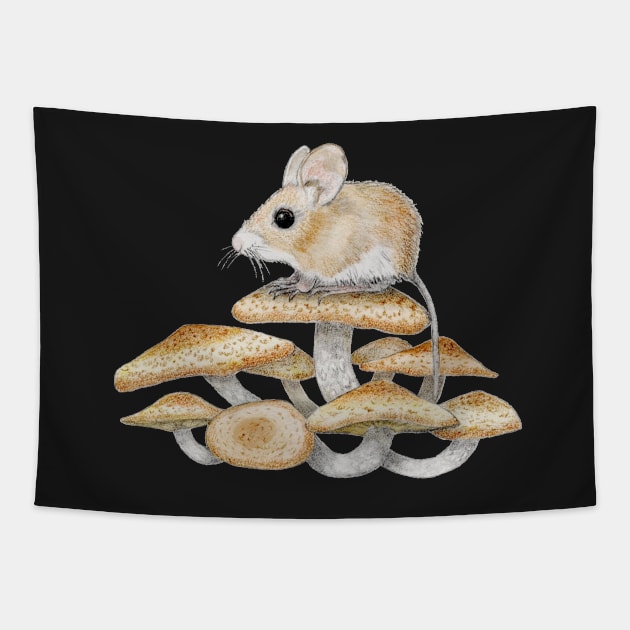 Mouse and Mushrooms Tapestry by CoffeeberryArt