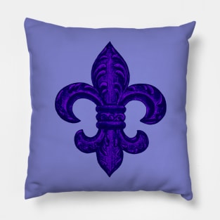 Purple French Fleur de Lys, floral swirls Pillow