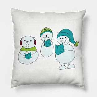 Snowman friends Caroling Pillow