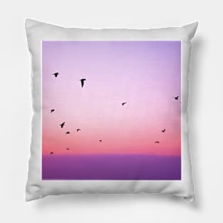 Birds Flying at Sunset Pillow