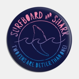 Surfboard And Shark Funny Summer Beach Pin