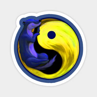 ying yang blue and yellow eternity bear - hibernating at peace Magnet