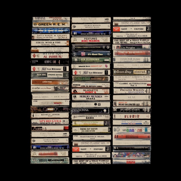 80s mix tapes vintage music casettes retro mixed media by bulografik