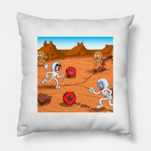 Astronauts playing football on Mars Pillow