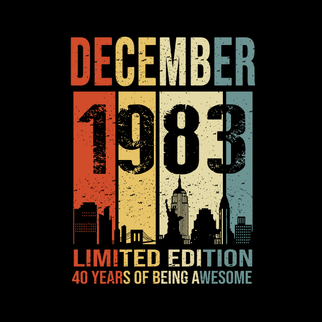 Made In 1983 December 40 Years Of Being Awesome by Red and Black Floral