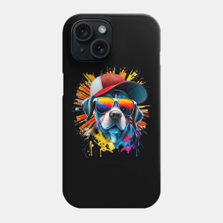 Colourful cool American Staffordshire Terrier dog with sunglasses and capi Phone Case