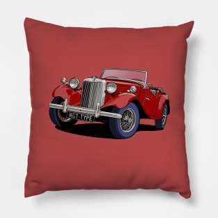 MG T-Type Classic British Sports Car in burgundy Pillow