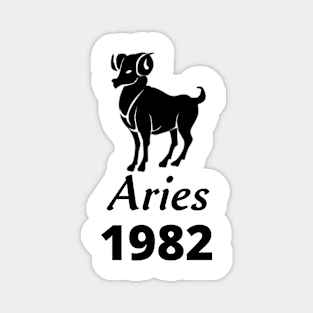 Black Aries Zodiac 1982 Magnet