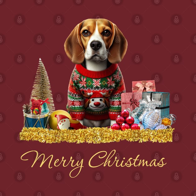 Merry Christmas Beagle by The Artful Barker