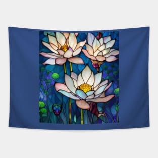 Stained Glass Lotus Flowers Tapestry