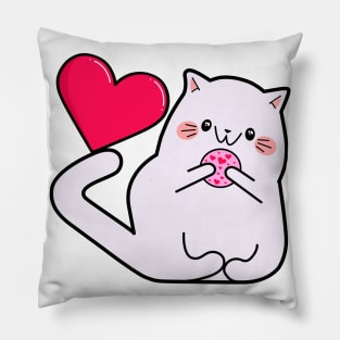 Kawaii style, mouse lovers, Valentine's Day, cute kawaii mice and cats . Pillow