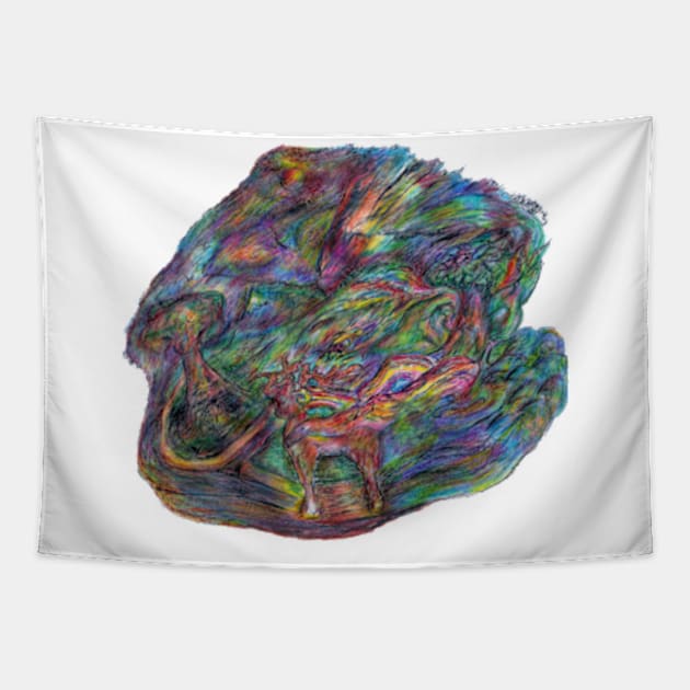 Rainbow deer Tapestry by sonigque