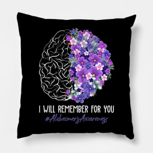 I Will Remember For You Brain Alzheimer's Awareness Women Pillow