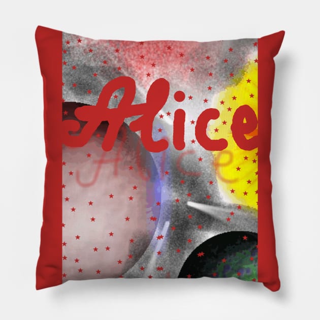 Alice and Space Pillow by Evgeniya