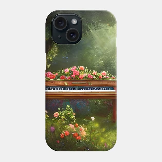 Piano in Flowers Phone Case by cuteandgeeky