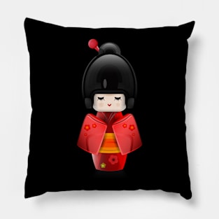 Kokeshi in Red Pillow