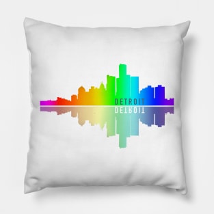 Detroit Skyline - Reflection Rainbow Pillow