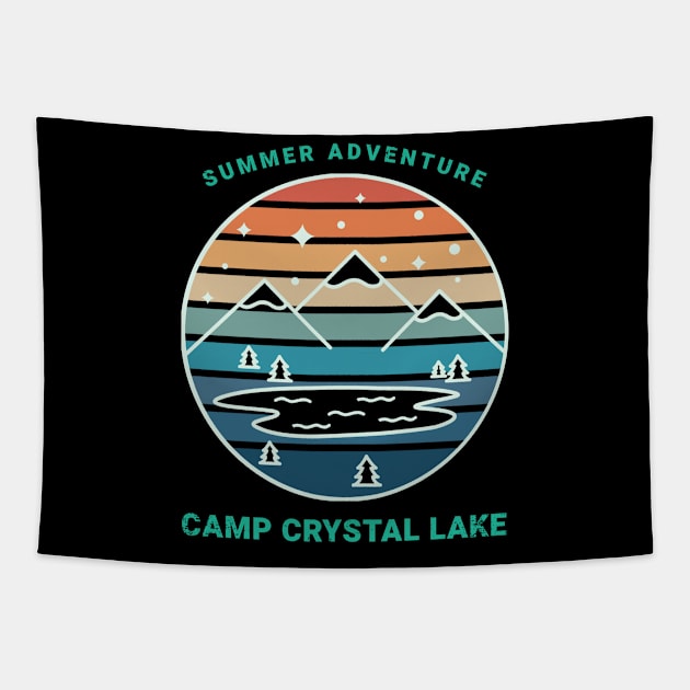 Camp Crystal Lake Retro Sunset Design Tapestry by Up 4 Tee