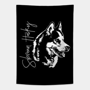 Funny Proud Siberian Husky dog portrait sled dog mom Tapestry