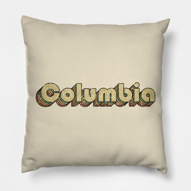 Columbia // Vintage Rainbow Typography Style // 70s Pillow by JULIAN AKBAR PROJECT