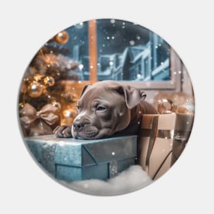 Christmas Staffy Pin