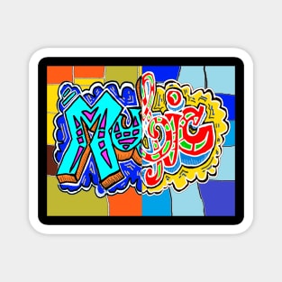 Music Art Cool Retro Graffiti Sticker Magnet