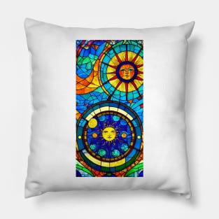 Stained Glass , Sun Psychedelic Pillow