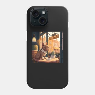 Adorable French Bull Dog in a French Bistro Coffee Illustration Phone Case